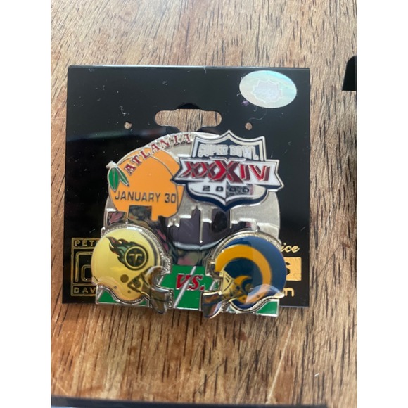 Vintage St Louis Rams Super Bowl XXXIV 2000 Champions Pin Set and Earrings NFL - Picture 4 of 5